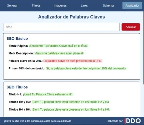 Extension Seo para analizar palabras claves